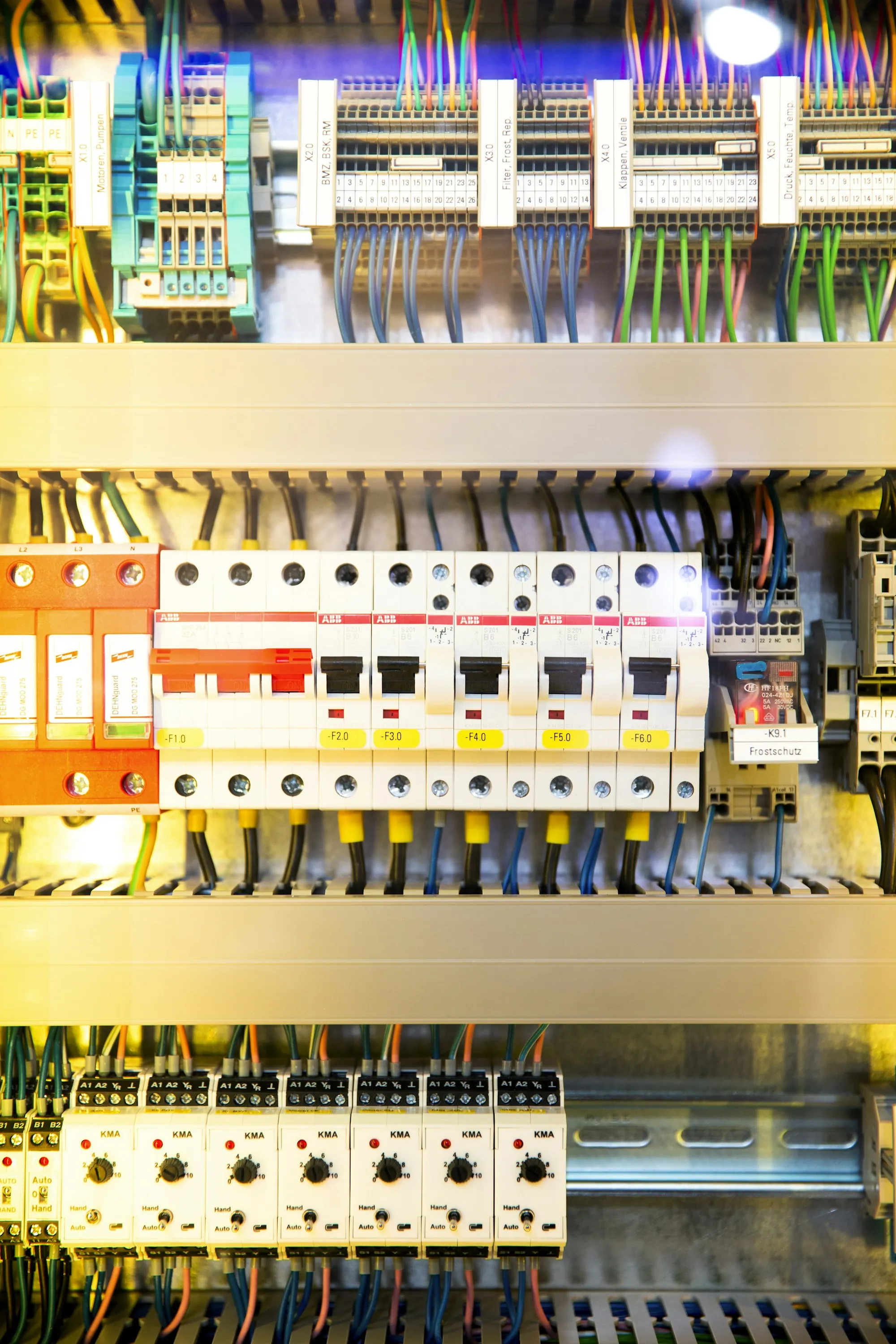 Residential panel with a full row of breakers